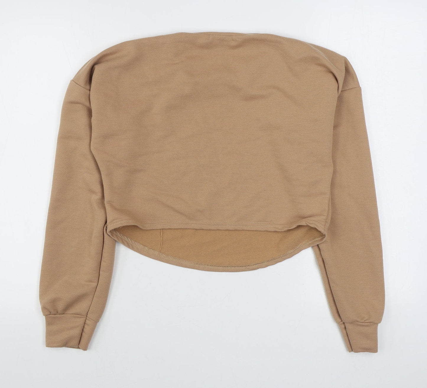 Boohoo Womens Beige  Cotton Pullover Sweatshirt Size S  Pullover - Cropped