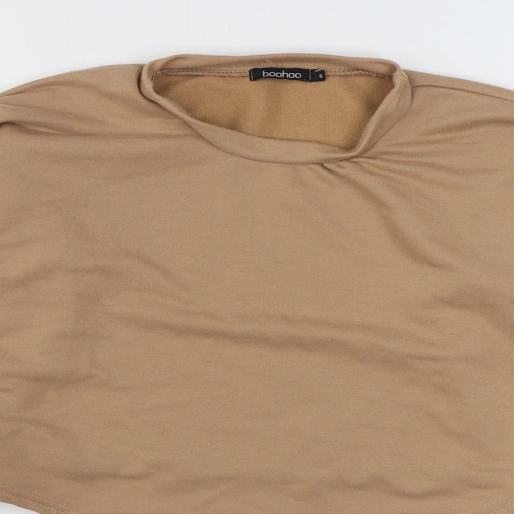 Boohoo Womens Beige  Cotton Pullover Sweatshirt Size S  Pullover - Cropped