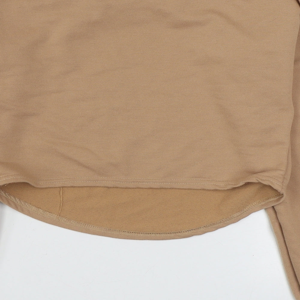 Boohoo Womens Beige  Cotton Pullover Sweatshirt Size S  Pullover - Cropped
