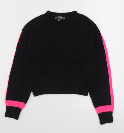 Primark Womens Black Round Neck  Acrylic Pullover Jumper Size 2XS