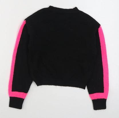 Primark Womens Black Round Neck  Acrylic Pullover Jumper Size 2XS