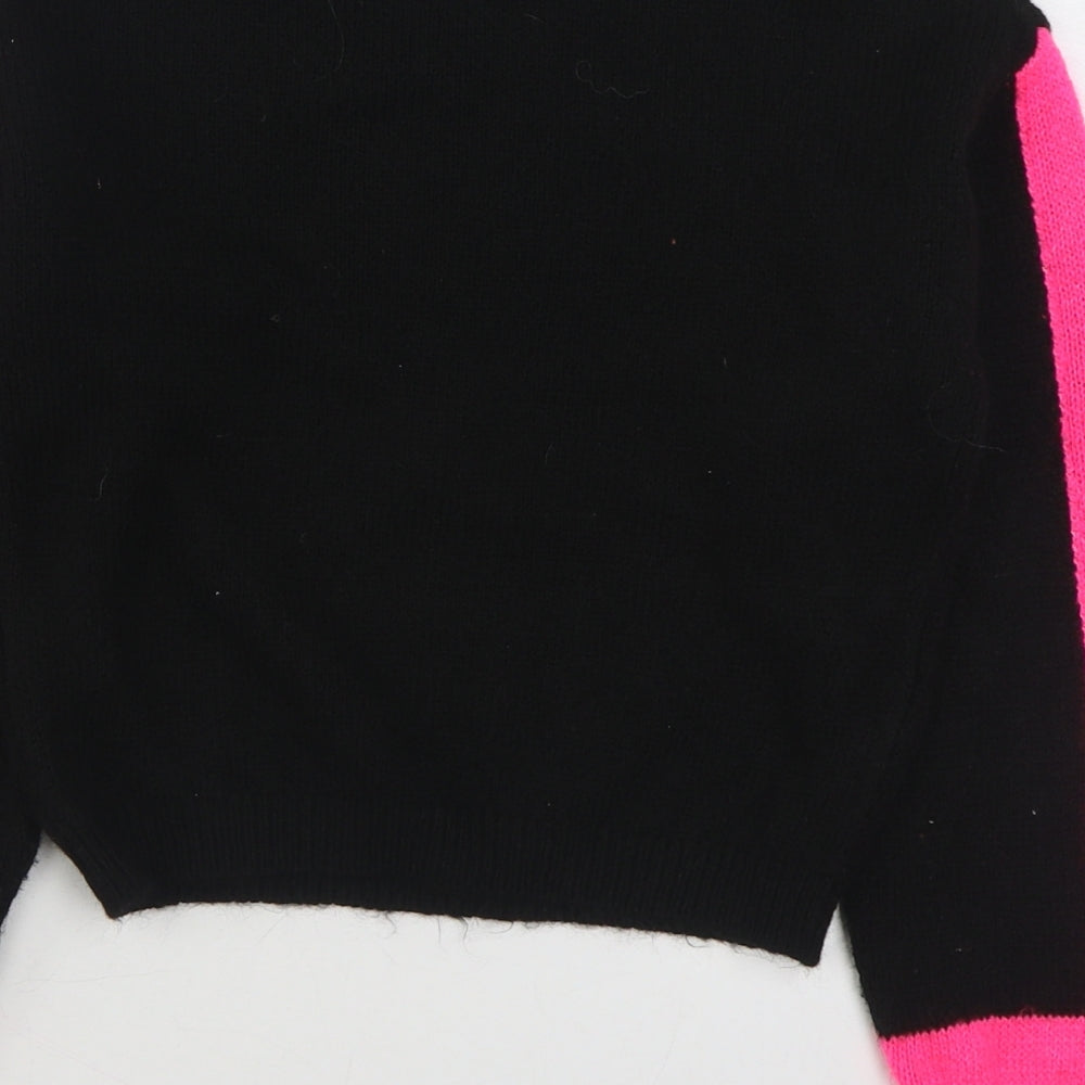 Primark Womens Black Round Neck  Acrylic Pullover Jumper Size 2XS