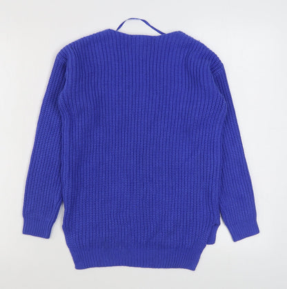 Primark Womens Blue Round Neck  Acrylic Pullover Jumper Size 2XS