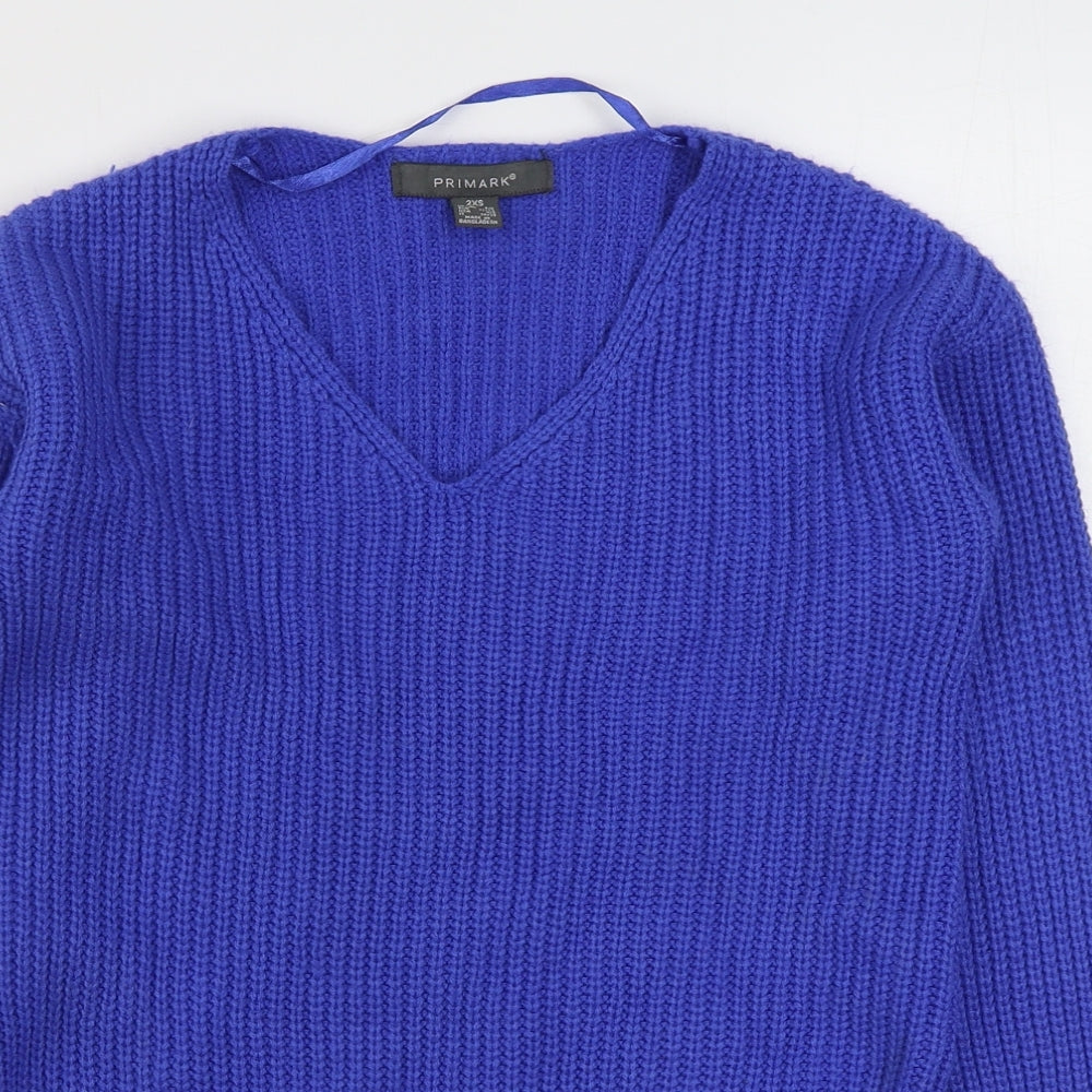 Primark Womens Blue Round Neck  Acrylic Pullover Jumper Size 2XS