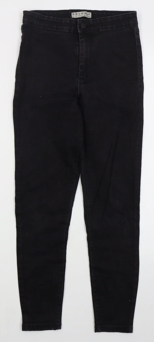 Denim Co Womens Black  Cotton Skinny Jeans Size 10 L24 in Regular Button