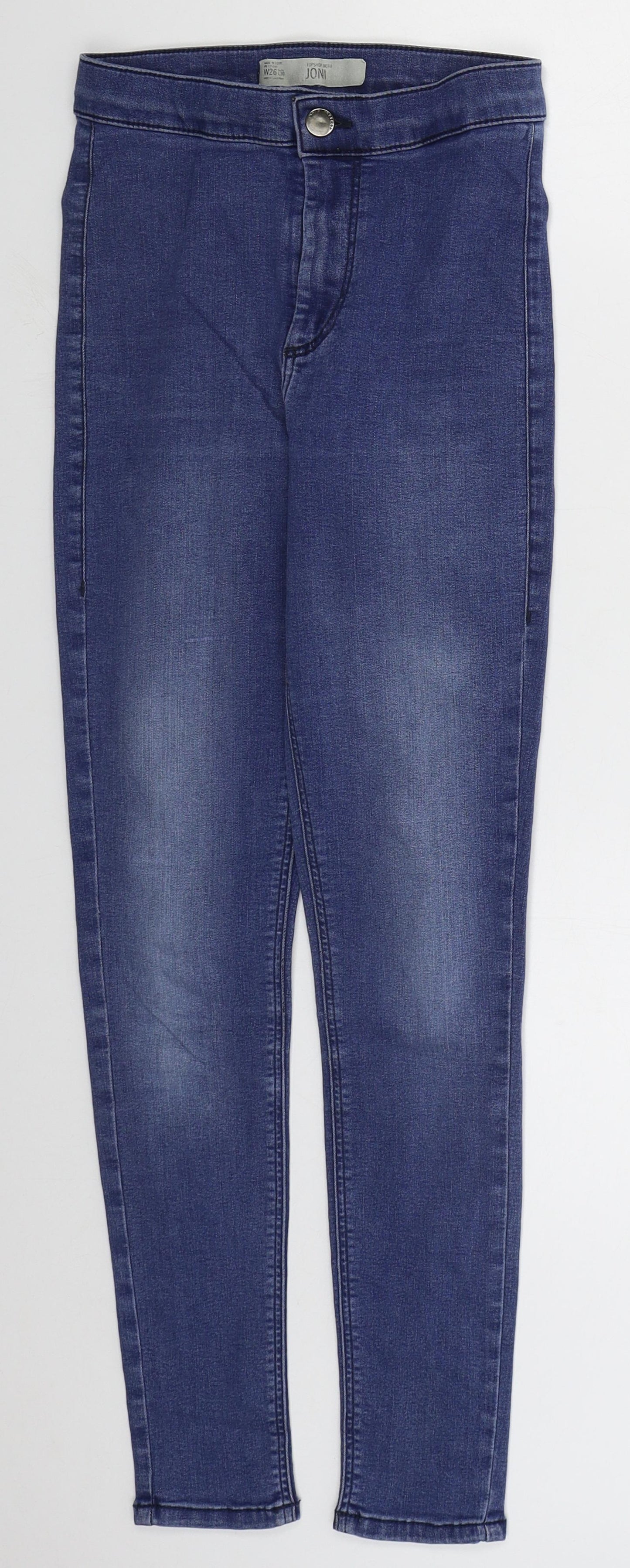 Topshop Womens Blue  Cotton Skinny Jeans Size 26 in L25 in Regular Button