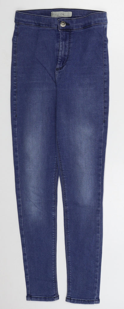 Topshop Womens Blue  Cotton Skinny Jeans Size 26 in L25 in Regular Button