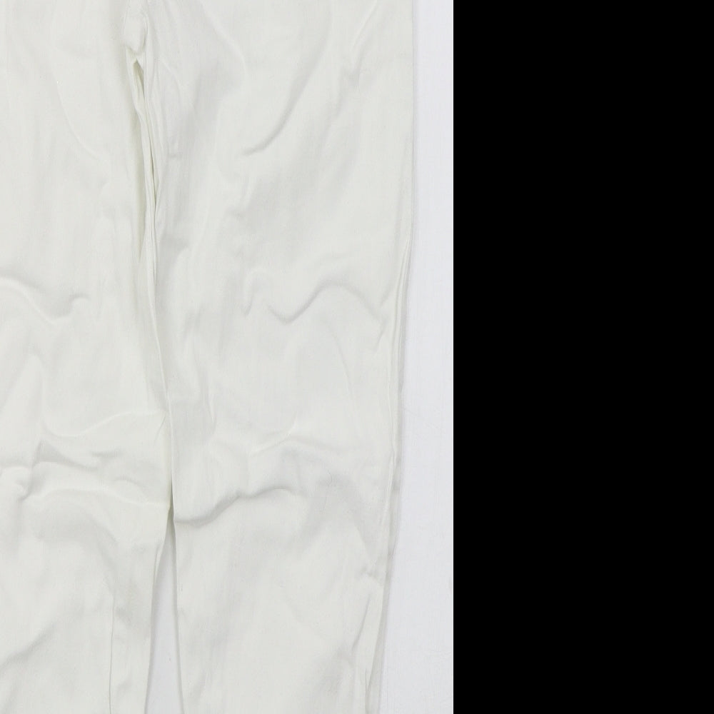 Simply Be Womens White  Cotton Skinny Jeans Size 12 L26 in Slim