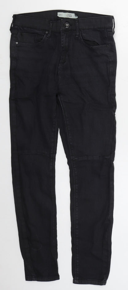 Topshop Womens Black  Cotton Skinny Jeans Size 28 in L27 in Regular Button