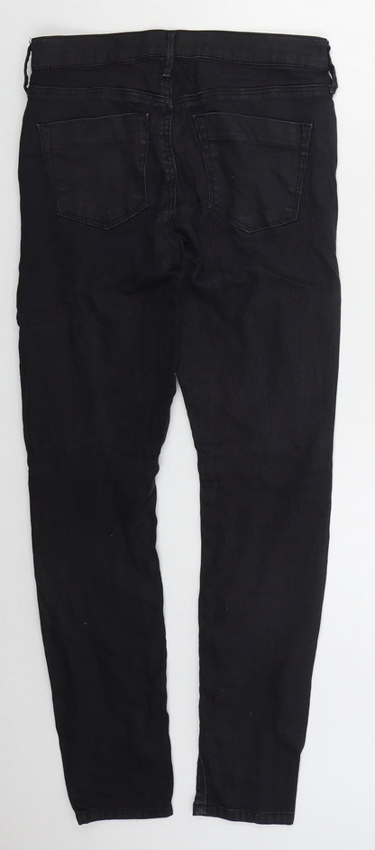 Topshop Womens Black  Cotton Skinny Jeans Size 28 in L27 in Regular Button