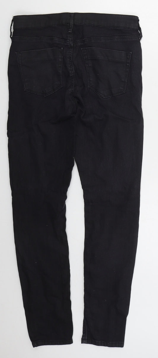 Topshop Womens Black  Cotton Skinny Jeans Size 28 in L27 in Regular Button