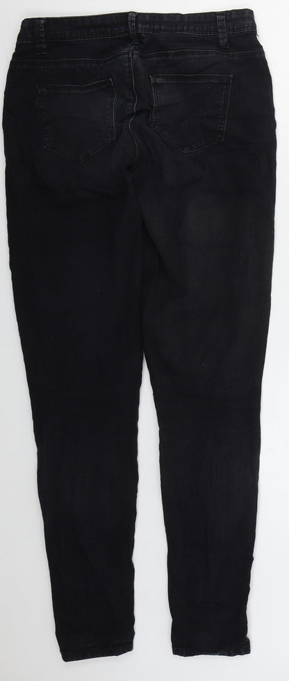Denim CO Womens Black  Cotton Skinny Jeans Size 8 L29 in Regular Button