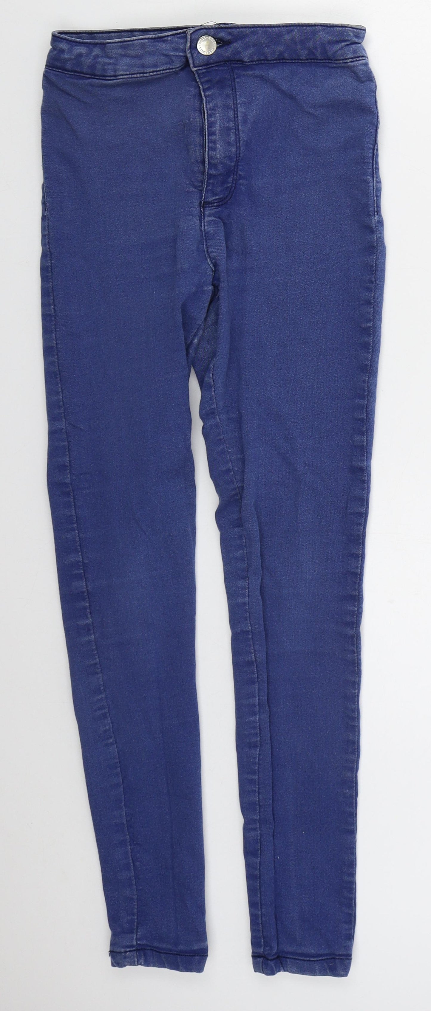 Miss Selfridge Womens Blue  Cotton Skinny Jeans Size 10 L26 in Regular Button