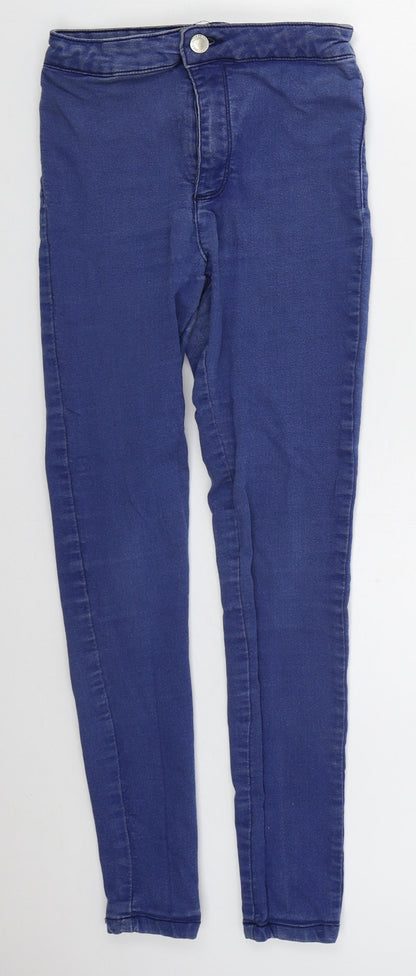 Miss Selfridge Womens Blue  Cotton Skinny Jeans Size 10 L26 in Regular Button