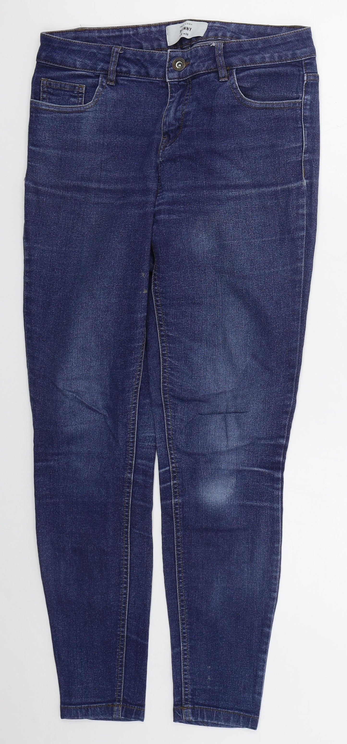 New Look Womens Blue  Cotton Skinny Jeans Size 10 L28 in Regular Button