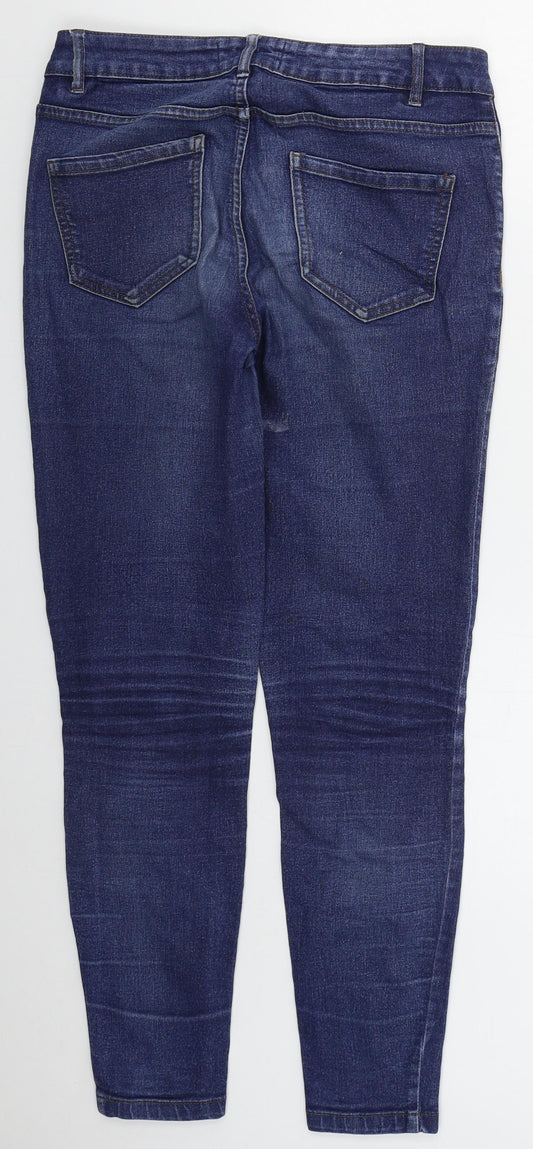 New Look Womens Blue  Cotton Skinny Jeans Size 10 L28 in Regular Button
