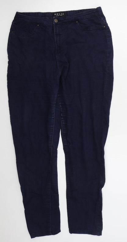 Peacocks Womens Blue  Cotton Skinny Jeans Size 14 L28 in Regular Button