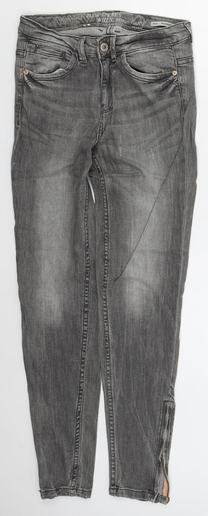 PUll & Bear Womens Grey  Cotton Skinny Jeans Size 6 L29 in Regular Button