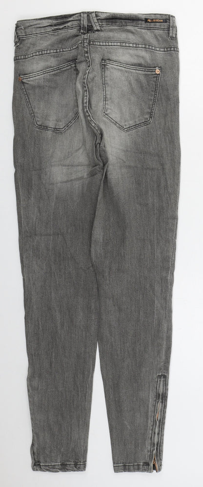 PUll & Bear Womens Grey  Cotton Skinny Jeans Size 6 L29 in Regular Button