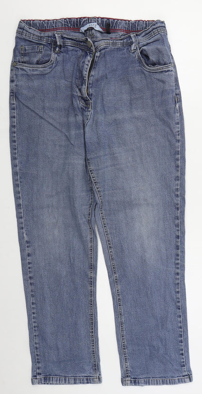 ELLE Womens Blue  Cotton Straight Jeans Size 32 in L24 in Regular Button