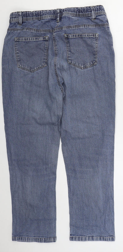 ELLE Womens Blue  Cotton Straight Jeans Size 32 in L24 in Regular Button