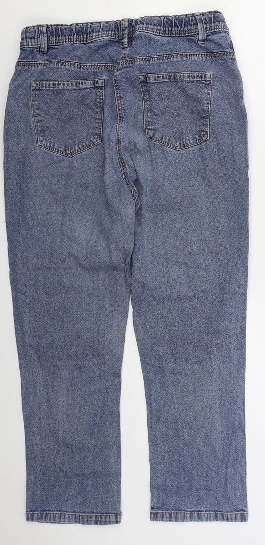 ELLE Womens Blue  Cotton Straight Jeans Size 32 in L24 in Regular Button