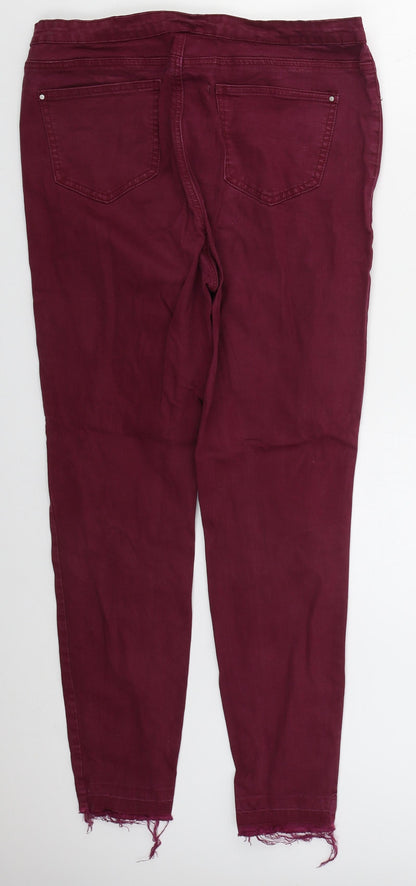Denim Co Womens Red  Cotton Skinny Jeans Size 32 in L27 in Regular Button - Burgundy