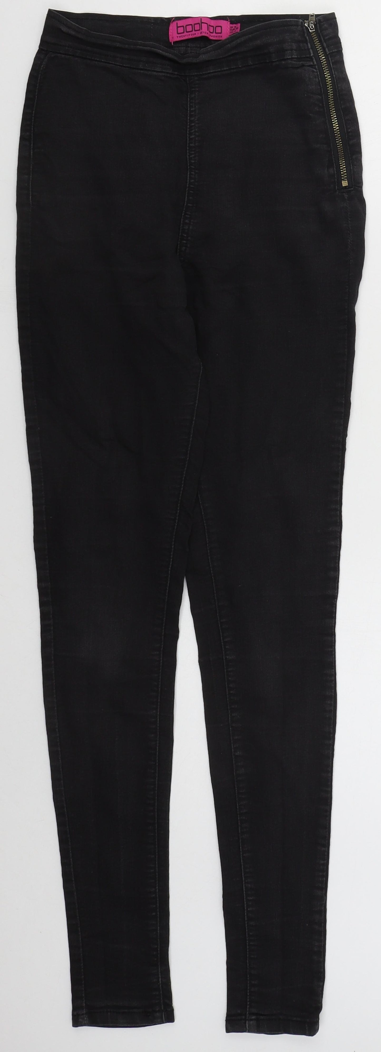 Boohoo Womens Black  Camel Skinny Jeans Size 8 L29 in Regular Zip