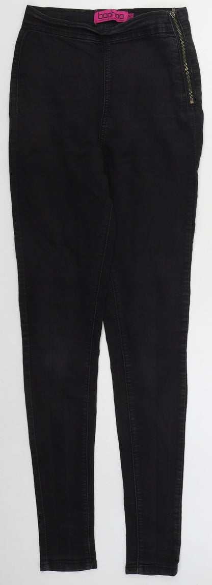 Boohoo Womens Black  Camel Skinny Jeans Size 8 L29 in Regular Zip