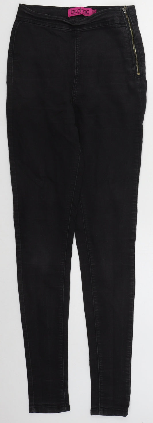 Boohoo Womens Black  Camel Skinny Jeans Size 8 L29 in Regular Zip