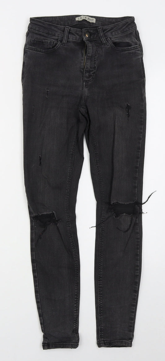 Denim Co Womens Black  Cotton Skinny Jeans Size 6 L28 in Regular Button