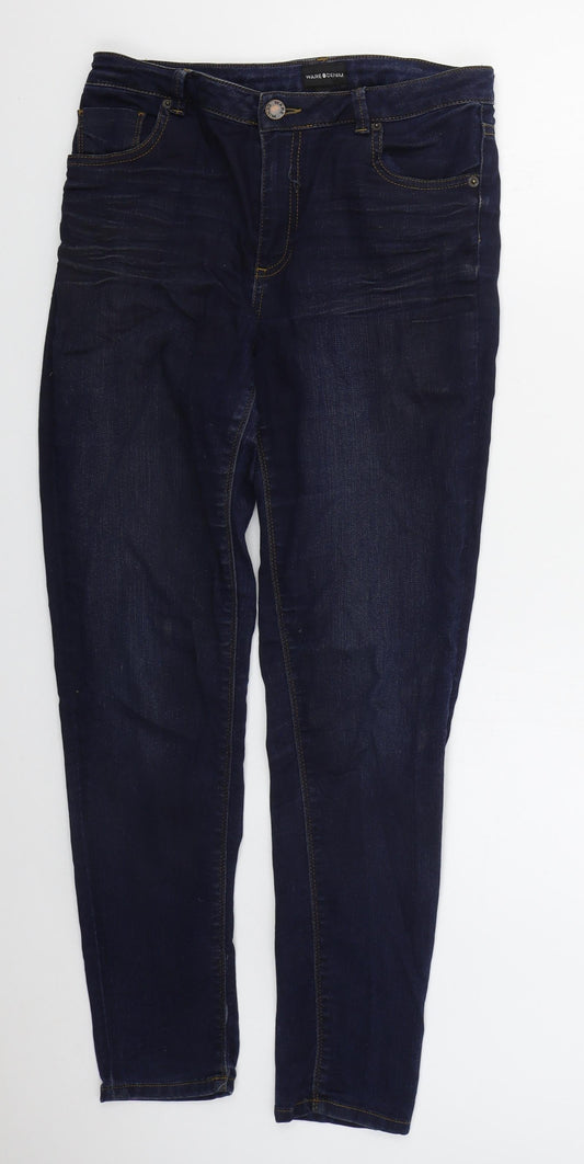 Womens UK Size 12 Warehouse Regular Fit Skinny Blue Jeans