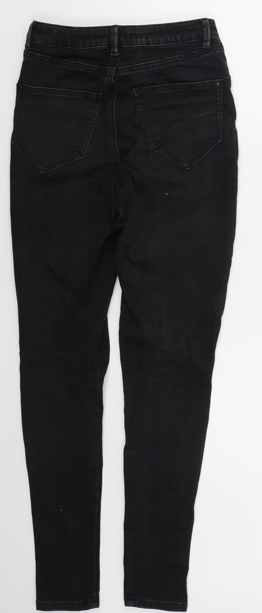 Very Womens Black  Cotton Skinny Jeans Size 8 L28 in Regular Button