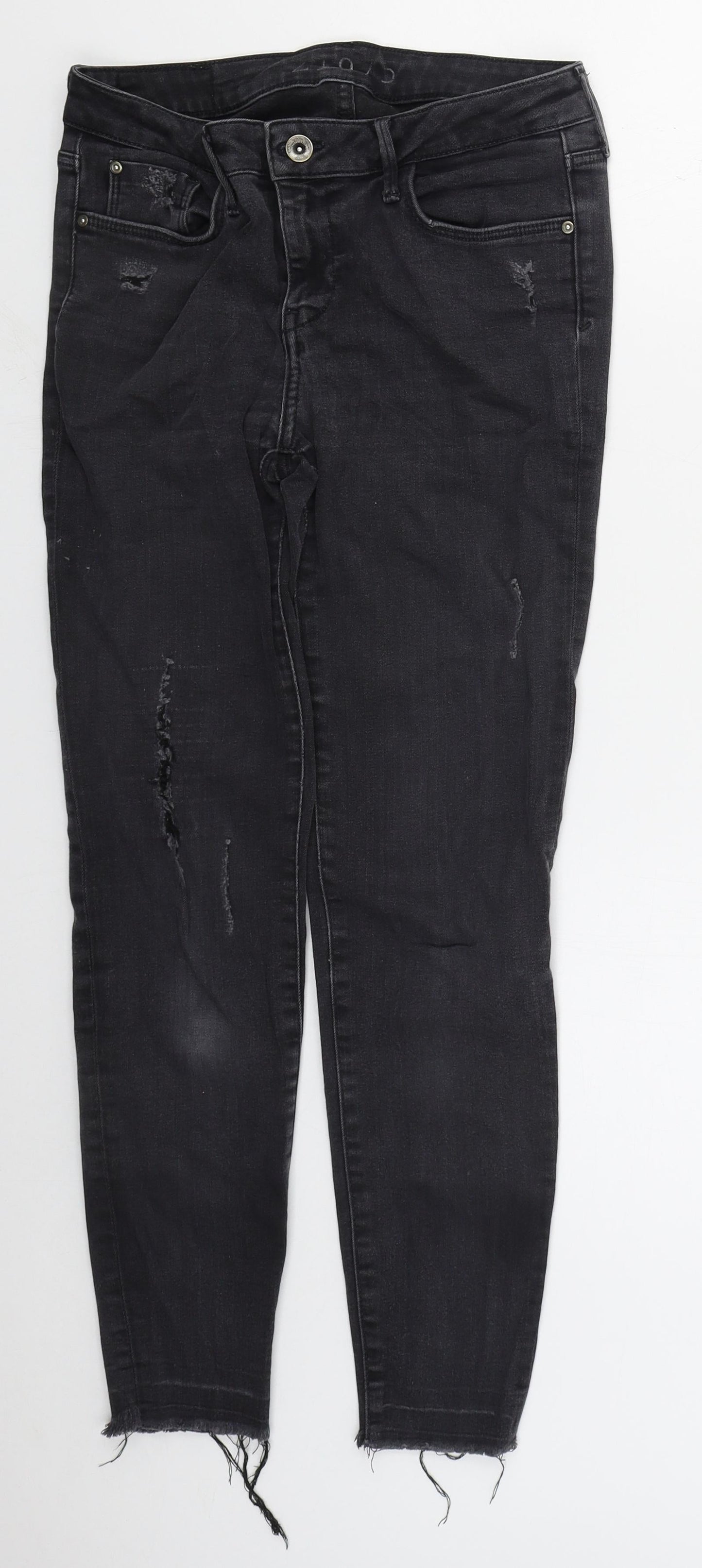 Zara Womens Black  Cotton Skinny Jeans Size 8 L27 in Regular Button