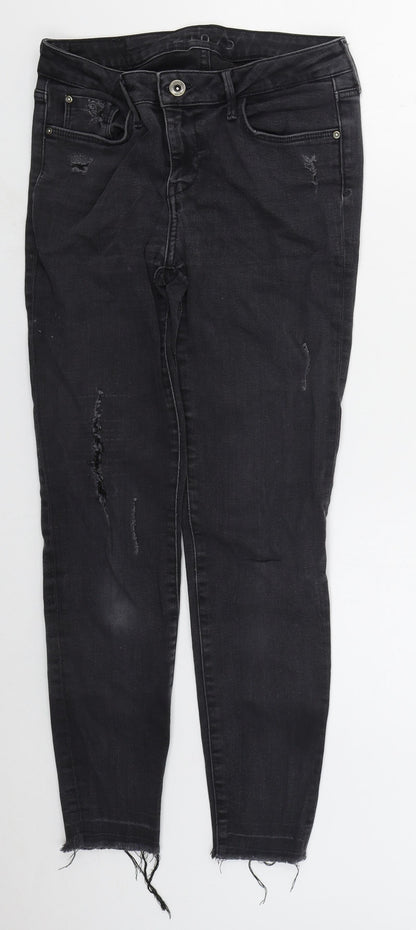 Zara Womens Black  Cotton Skinny Jeans Size 8 L27 in Regular Button