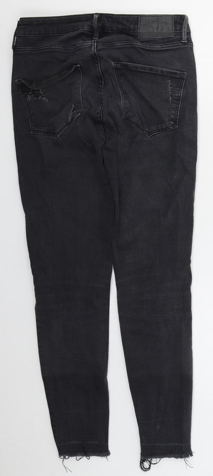Zara Womens Black  Cotton Skinny Jeans Size 8 L27 in Regular Button