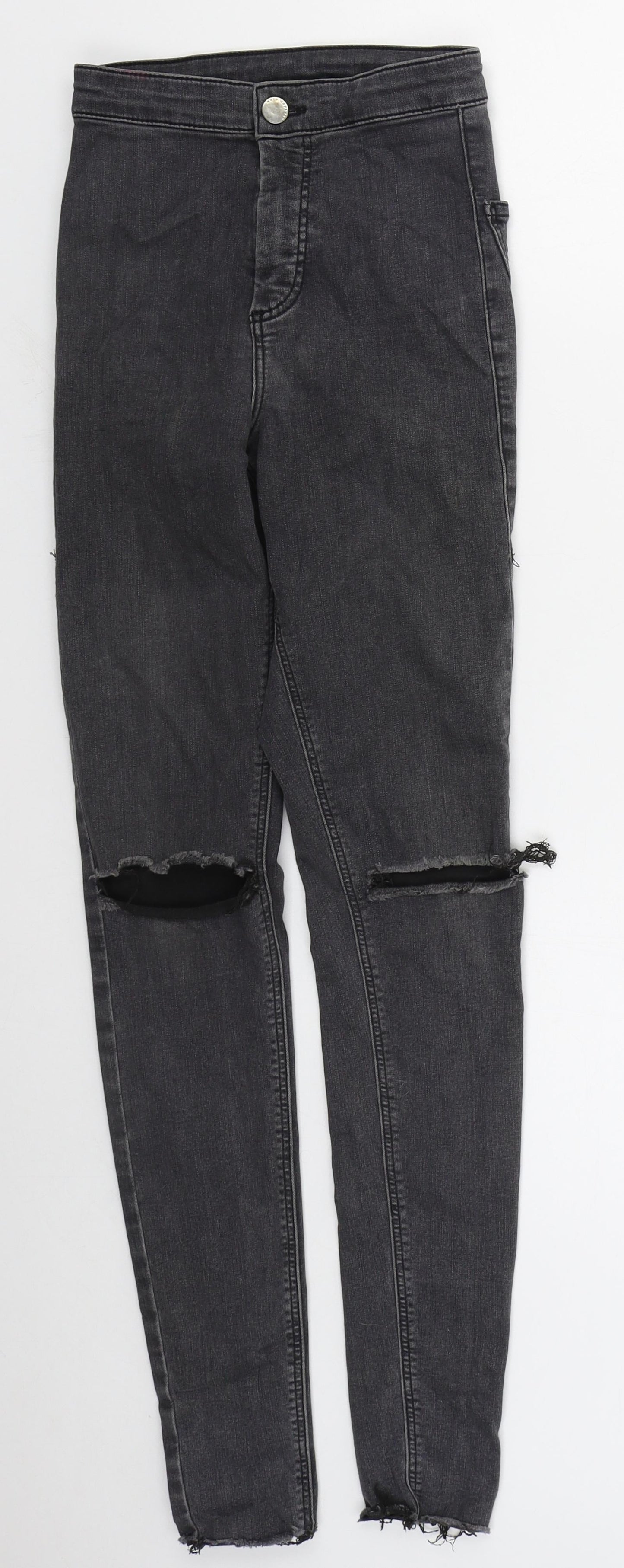 Topshop Womens Grey  Cotton Skinny Jeans Size 25 in L29 in Regular Button