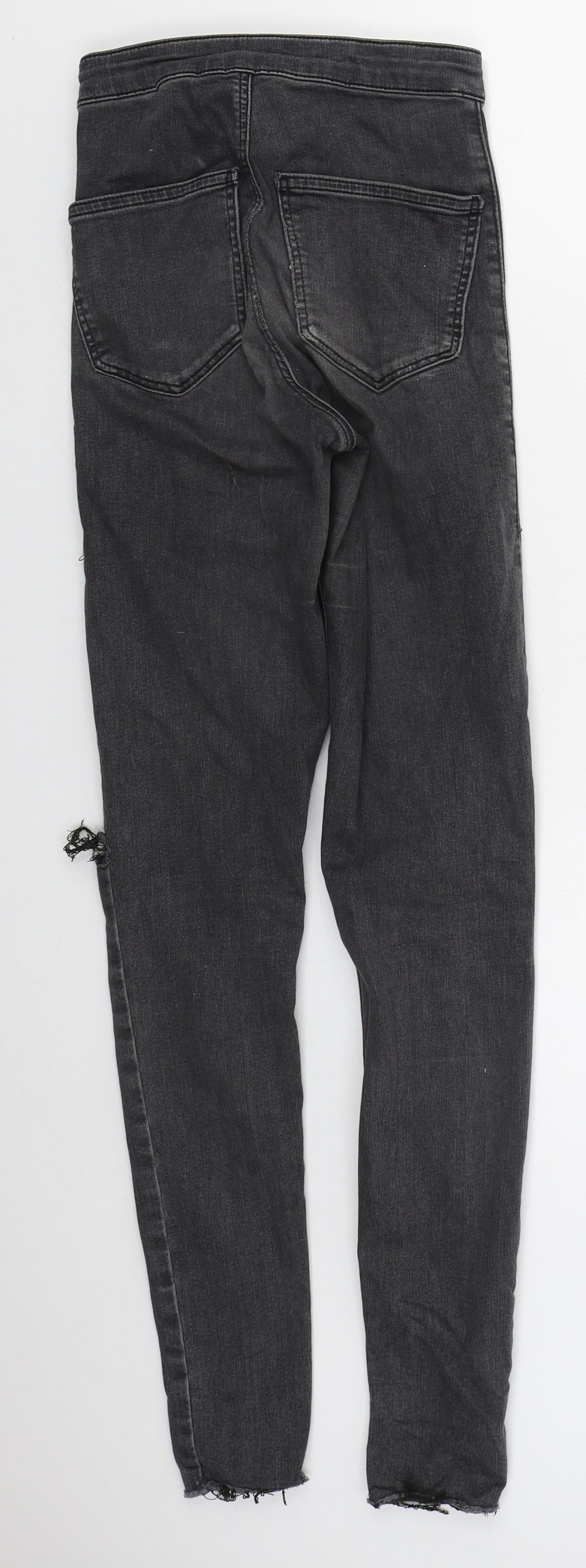 Topshop Womens Grey  Cotton Skinny Jeans Size 25 in L29 in Regular Button
