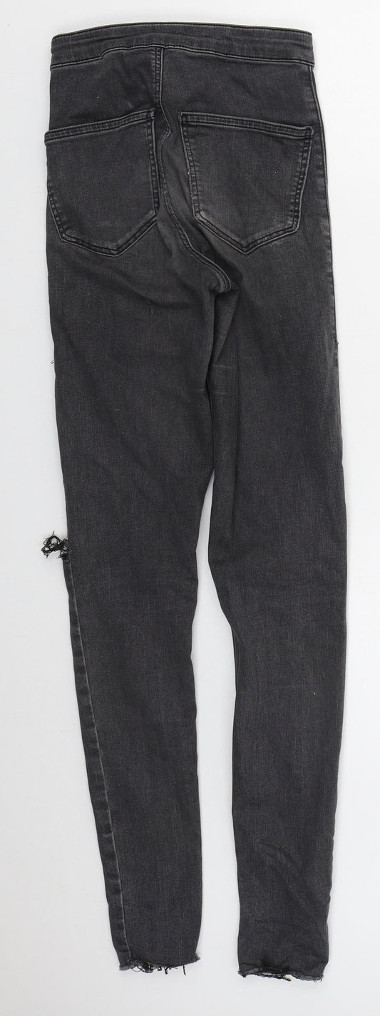 Topshop Womens Grey  Cotton Skinny Jeans Size 25 in L29 in Regular Button