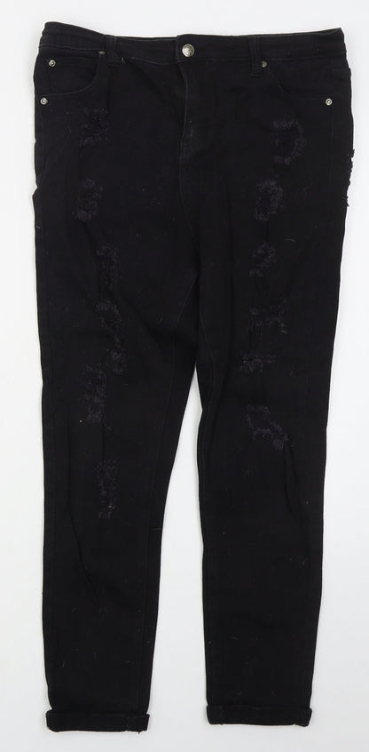 Affair Womens Black  Cotton Skinny Jeans Size 12 L28 in Regular Button