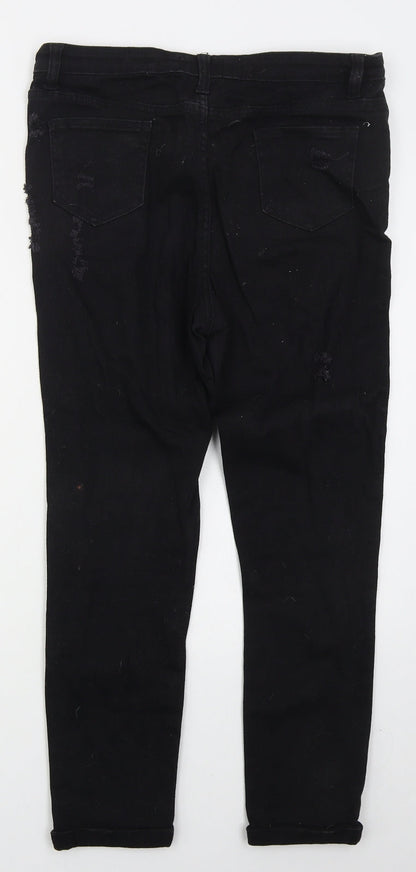 Affair Womens Black  Cotton Skinny Jeans Size 12 L28 in Regular Button