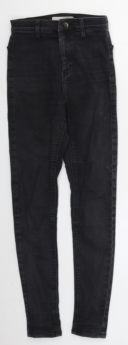 Topshop Womens Grey  Cotton Skinny Jeans Size 26 L27 in Regular Button
