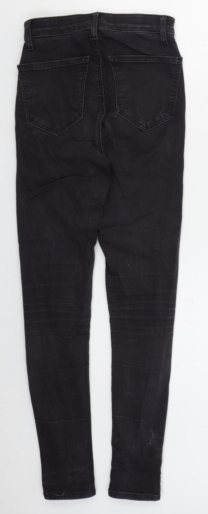 Topshop Womens Grey  Cotton Skinny Jeans Size 26 L27 in Regular Button