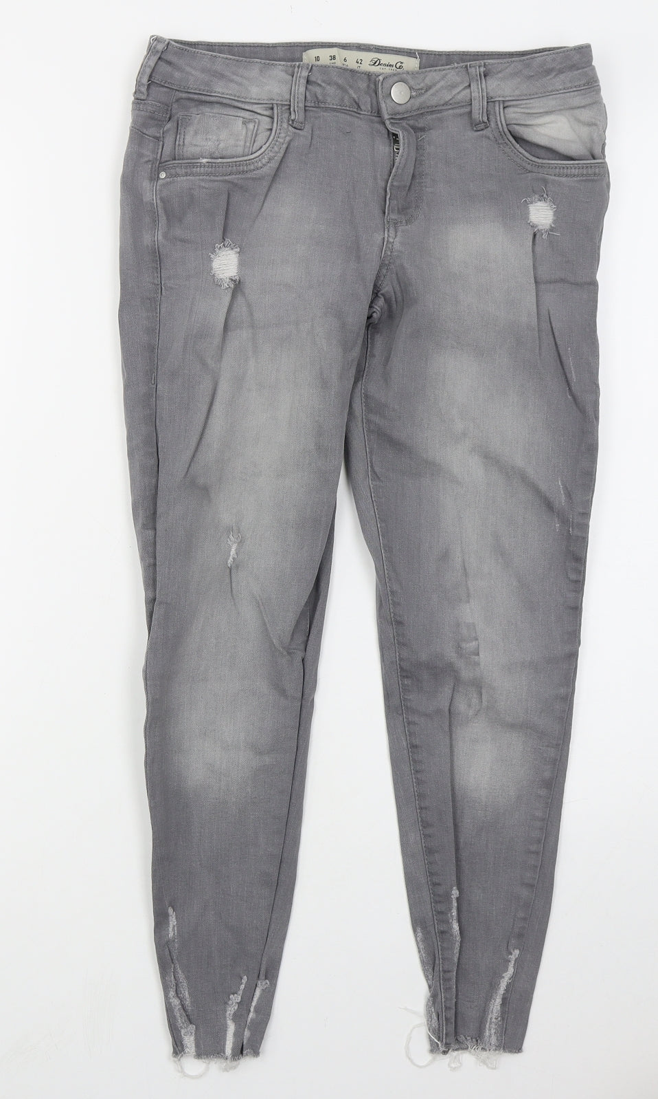 Denim Co Womens Grey  Cotton Skinny Jeans Size 10 L27 in Regular Button