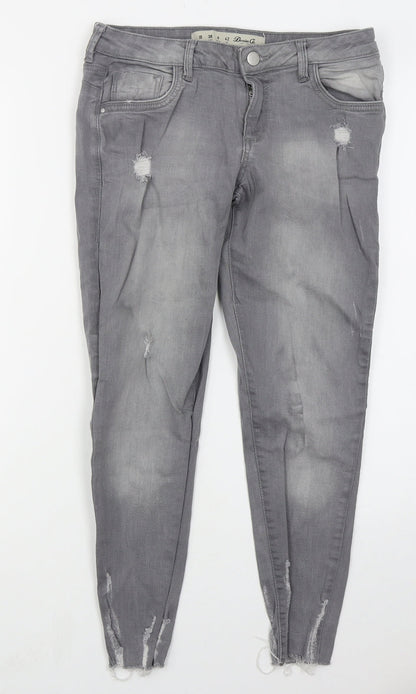 Denim Co Womens Grey  Cotton Skinny Jeans Size 10 L27 in Regular Button