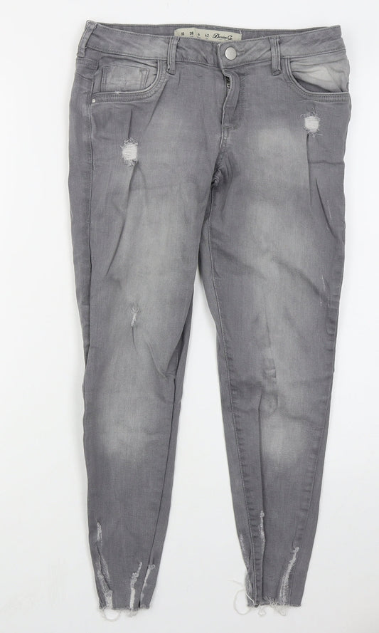 Denim Co Womens Grey  Cotton Skinny Jeans Size 10 L27 in Regular Button