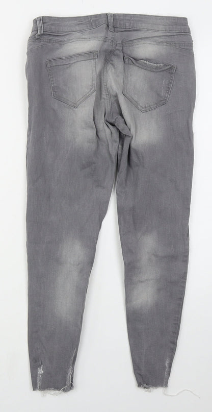 Denim Co Womens Grey  Cotton Skinny Jeans Size 10 L27 in Regular Button
