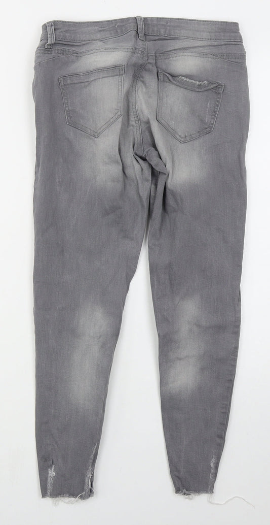 Denim Co Womens Grey  Cotton Skinny Jeans Size 10 L27 in Regular Button