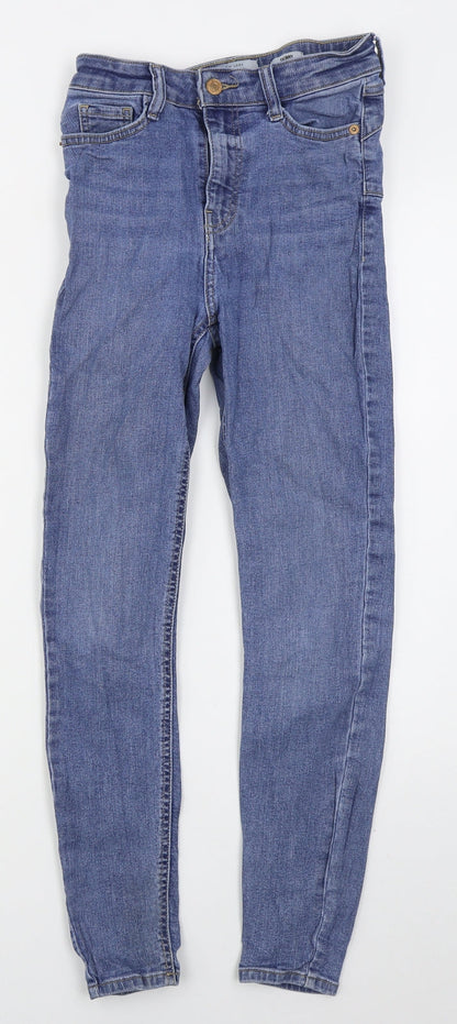 New Look Womens Blue  Cotton Skinny Jeans Size 8 L26 in Regular Button