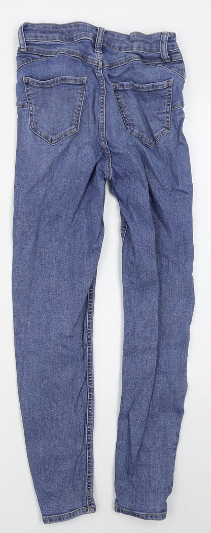 New Look Womens Blue  Cotton Skinny Jeans Size 8 L26 in Regular Button